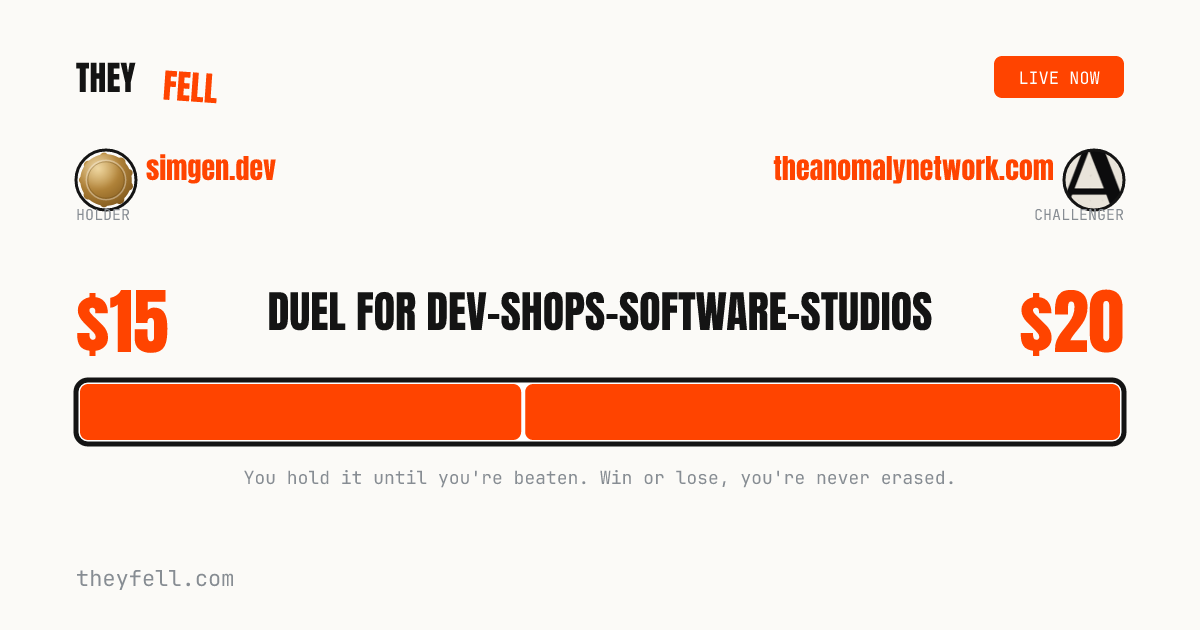 simgen.dev vs theanomalynetwork.com for dev-shops-software-studios · theyfell