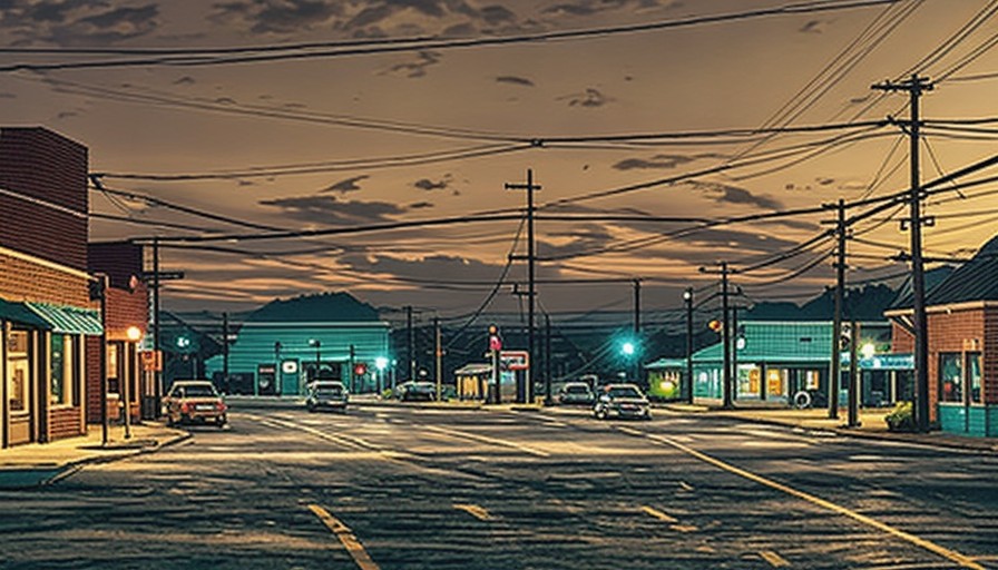 A small town at dusk